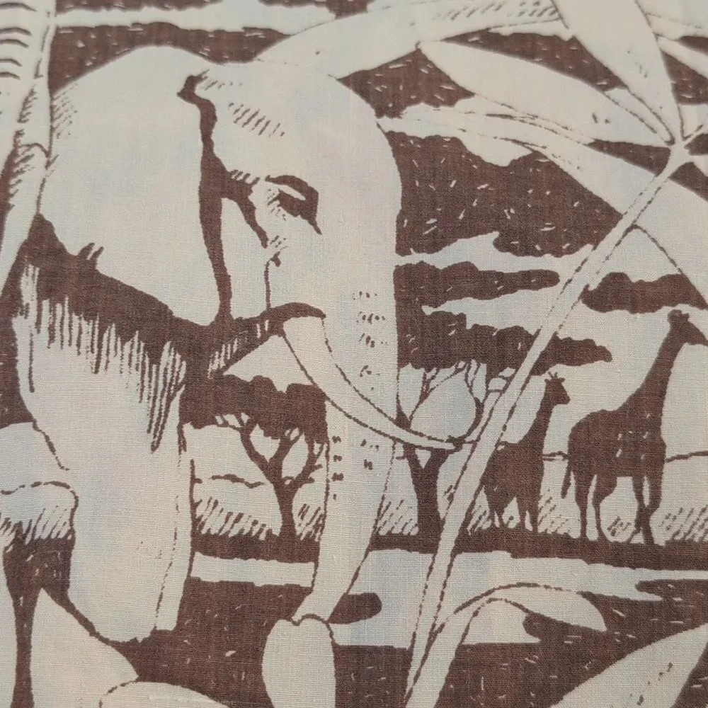 vintage JCPenney Safari animal round tablecloth‎ tan brown